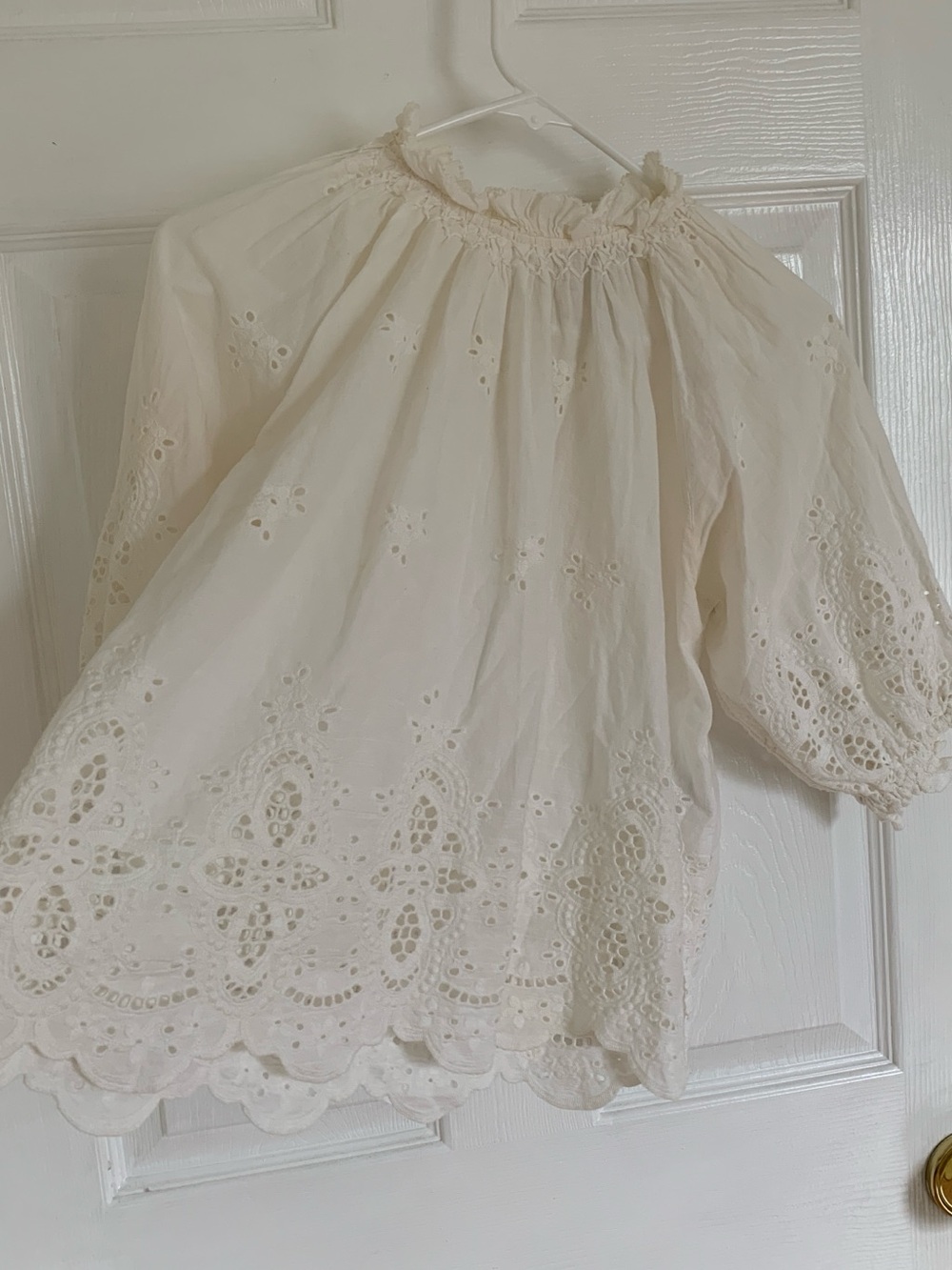 ' Cleobella Cream Eyelet Peasant Top - Lightweight Boho Shirt